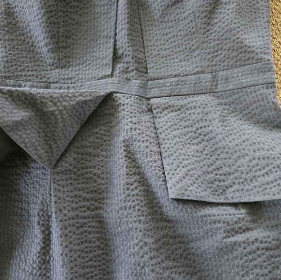Banana Republic Navy Blue Textured Strapless Peplum Dress Sz 8 Blue Minimalist - Picture 5 of 12